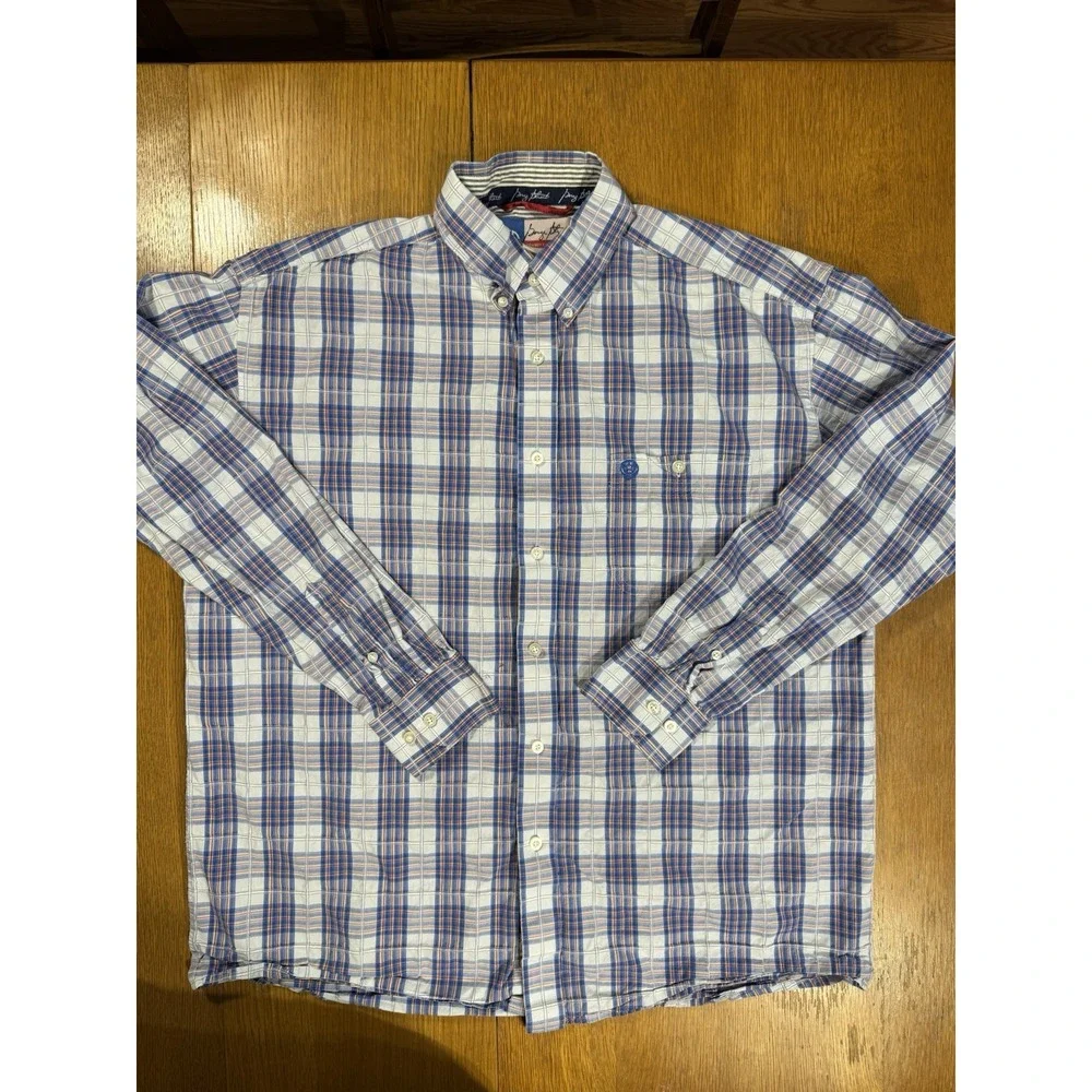 Wrangler‎ George Strait Men's XL Blue Plaid Long Sleeve Cowboy Cut Collection